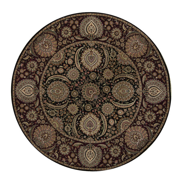 Bokara Rug Co., Inc. HandKnotted HighQuality Dark Brown Round Area